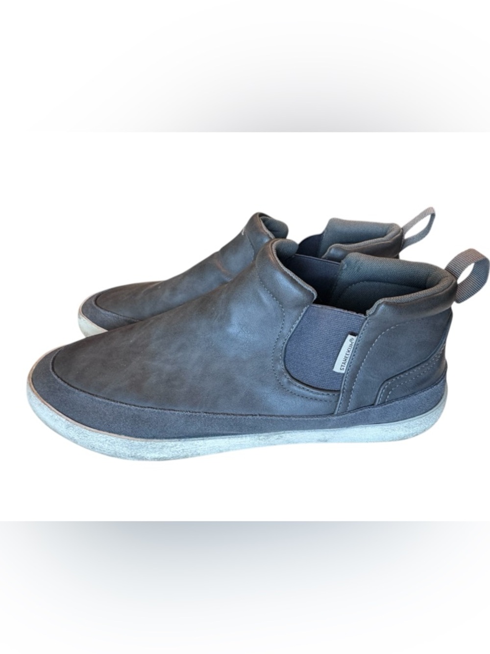 High End Staheekum Gray Leather Men's 13 Slip-On Casual Sneakers